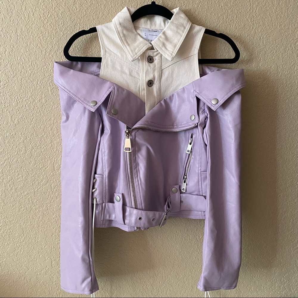 Fashion Nova Moto Cold Shoulder leather Jacket XS